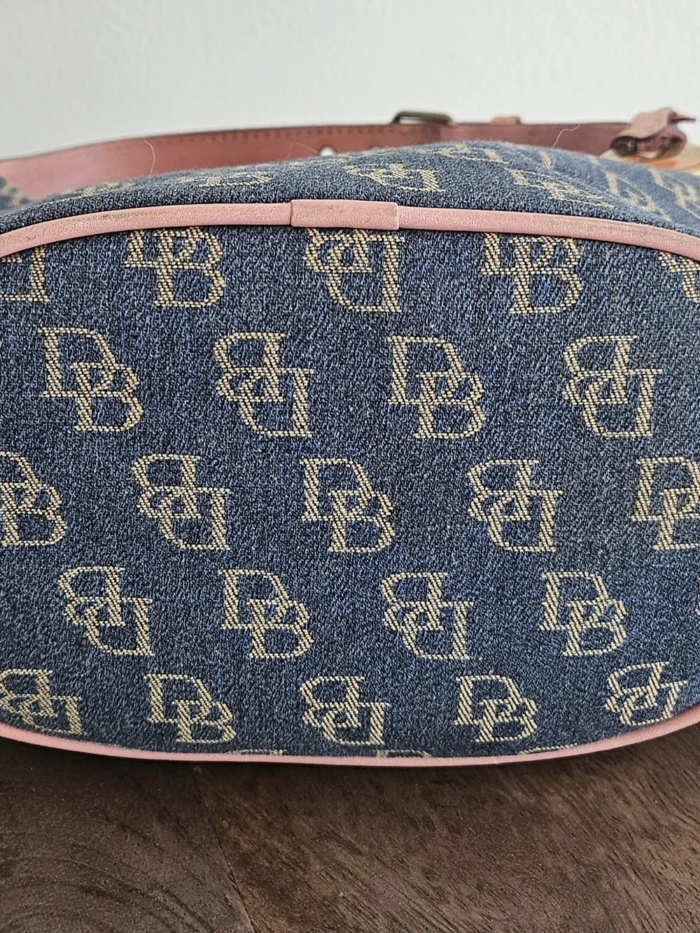 Dooney & Bourke Pink-Trim Denim Logo Shoulder Bag - Picture 6 of 8